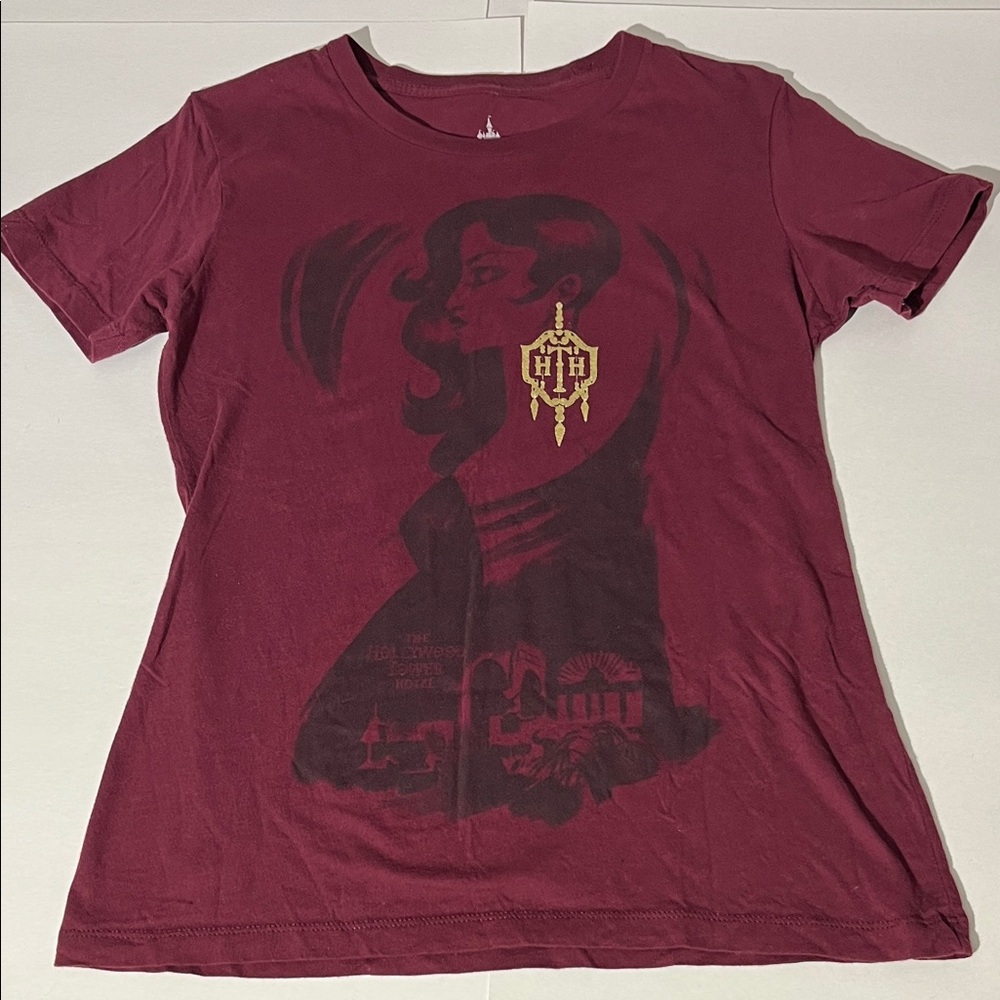 Disney Parks Tower of Terror Hollywood Hotel Tee Womens T-Shirt Small Gold